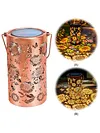 LED Hollow Iron Decor Light Solar Powered Hollowed Hanging Light IP55 Waterproof Rust Proof for Patio Yard Lawn Backyard Decor