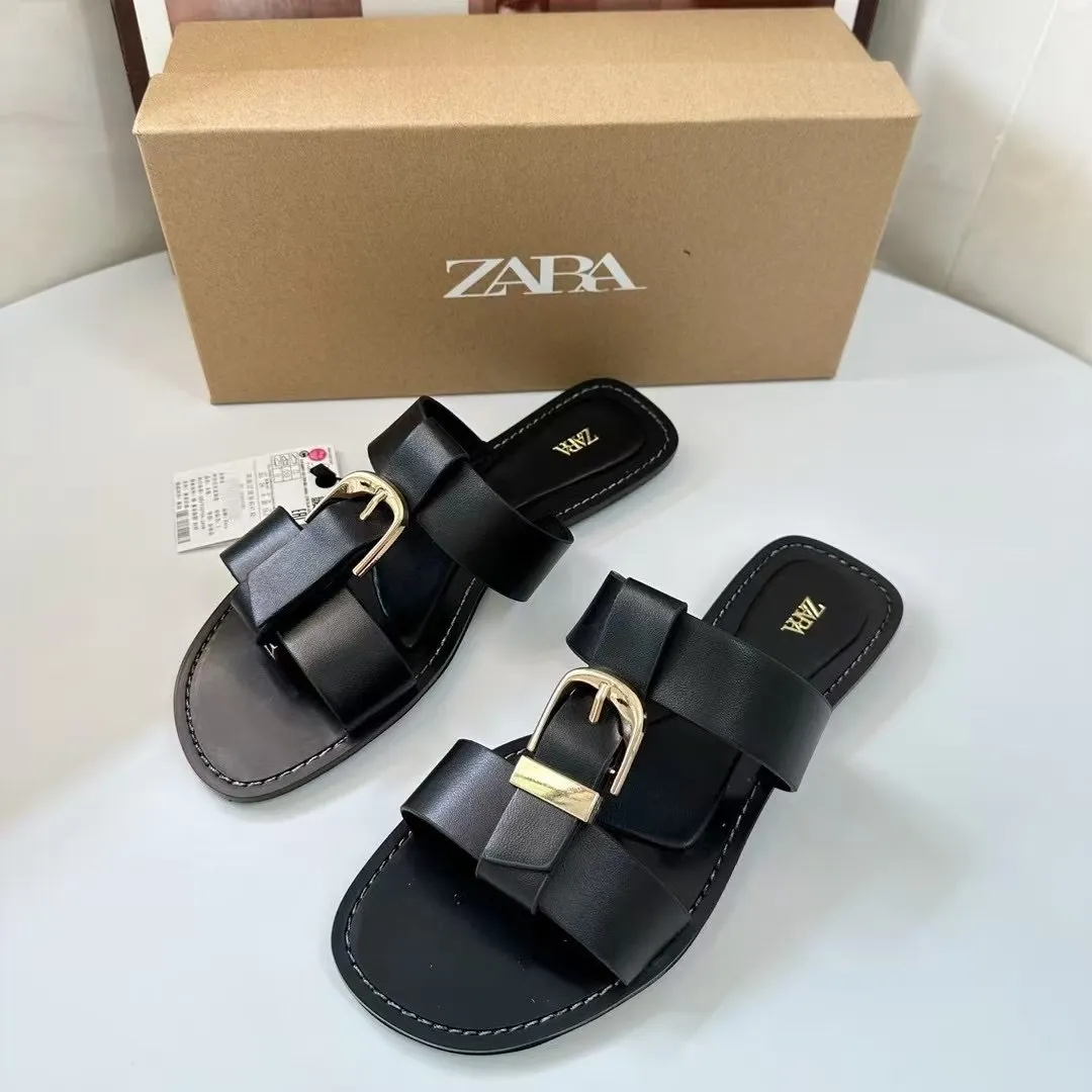 Breakj Breakj New Beach Flat Shoes Comfortable Fashion Large Size Square Buckle Spring Comfortable