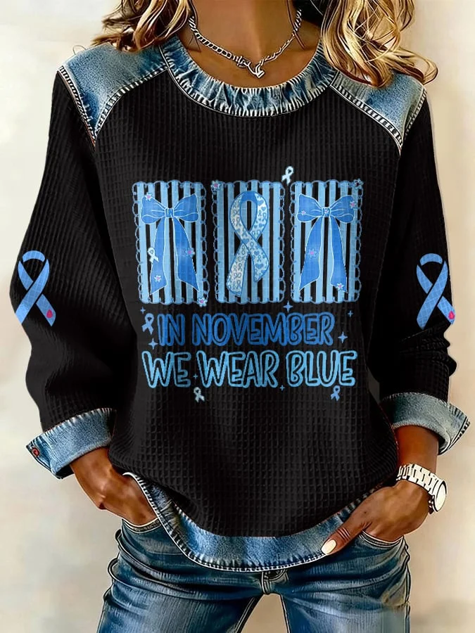 Women's &ldquo;In November We Wear Blue&rdquo; Print Sweatshirt socialshop