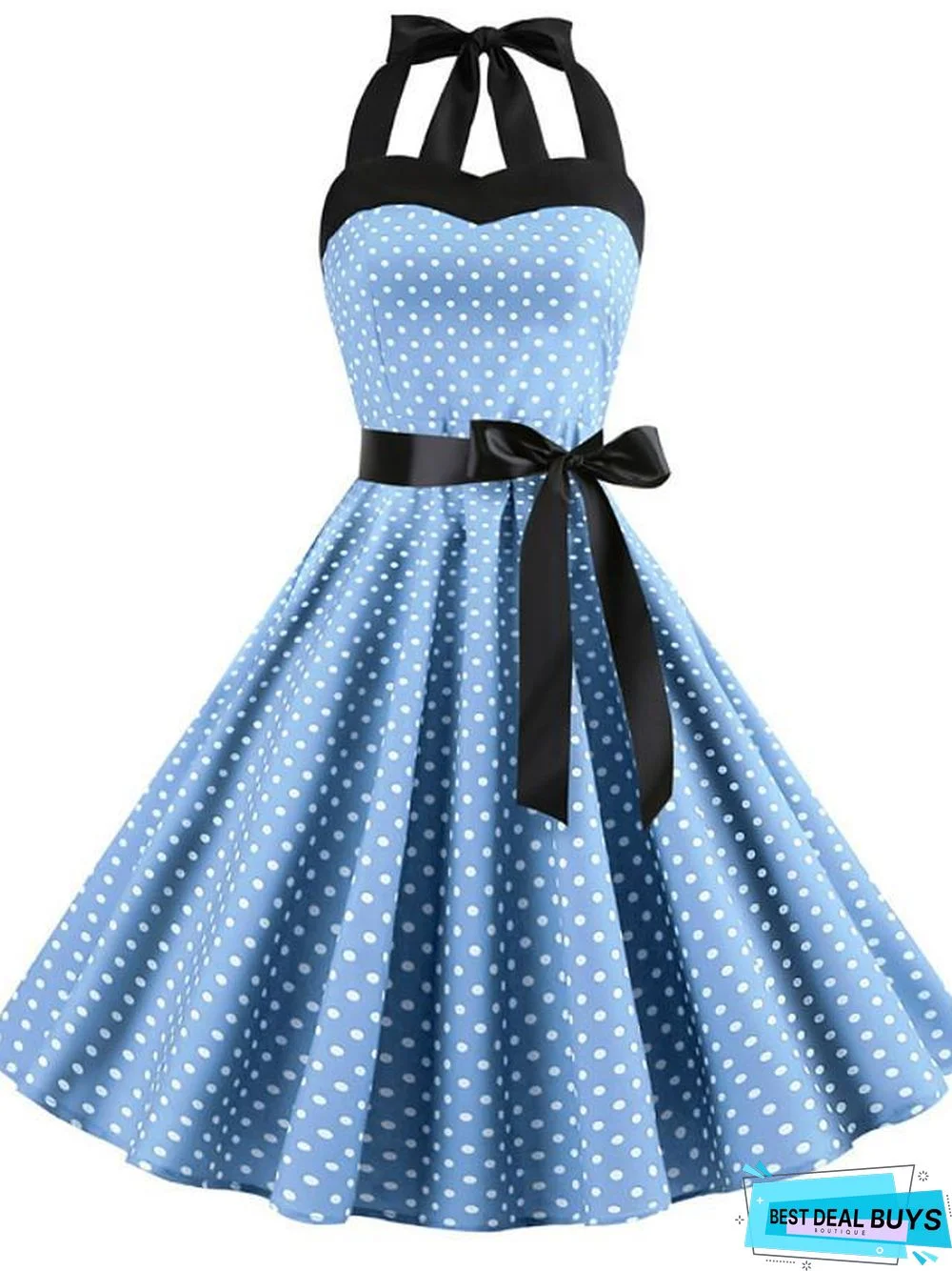 Women's A-Line Dress Knee Length Dress Sleeveless Polka Dot Print 1950S Hot Vintage Blue Red Blushing Pink Light Blue