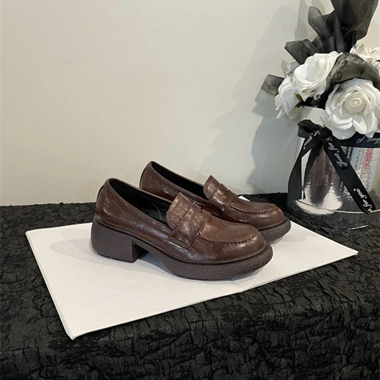 Breakj Breakj Wind Thick-Soled Lefang Shoes Women One Foot Lazy Shoes One-Legged Single Shoe College Style Jk Uniform Shoes