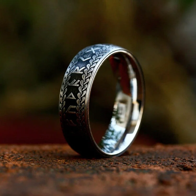 Coutureaura Nordic Rune Braided Pattern Viking Ring