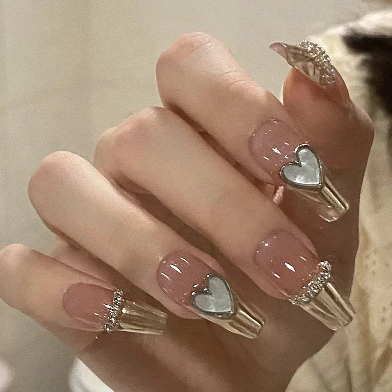 Buyerint 24pcs Wearable Pink Press on Nails – Butterfly Lovely Girl False Nails Tips with Jelly Gel Design  