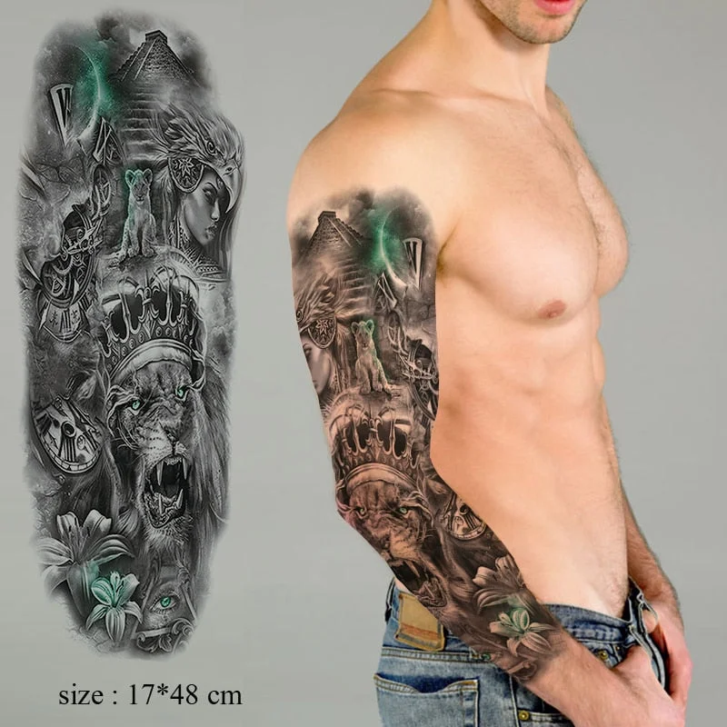 Waterproof Temporary Tattoo Sticker Full Arm Large Virgin Cross Tatoo Stickers Flash Fake Tattoos for Men Women