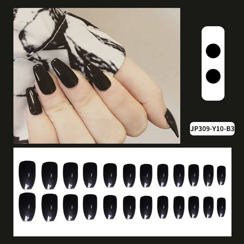 24pcs/box Full Cover fake Press on Nails Matte Yellow Pure Acrylic Frosted Ballerina acrylic for nails for Women free shipping-Nail Inspo