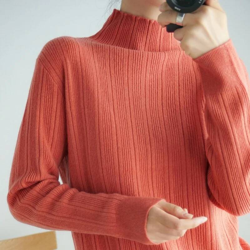 Women Sweater 2020 New Female Turtleneck Long-sleeved Knitted Pullover Jumper Pull Femme Clothes Loose Designer Winter Black