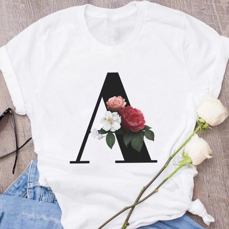 Summer 26 English Alphabet Print Tshirt Fashion Harajuku Casual Pink Tops Tee Women Couples Lovers Female T-Shirt,Drop Ship