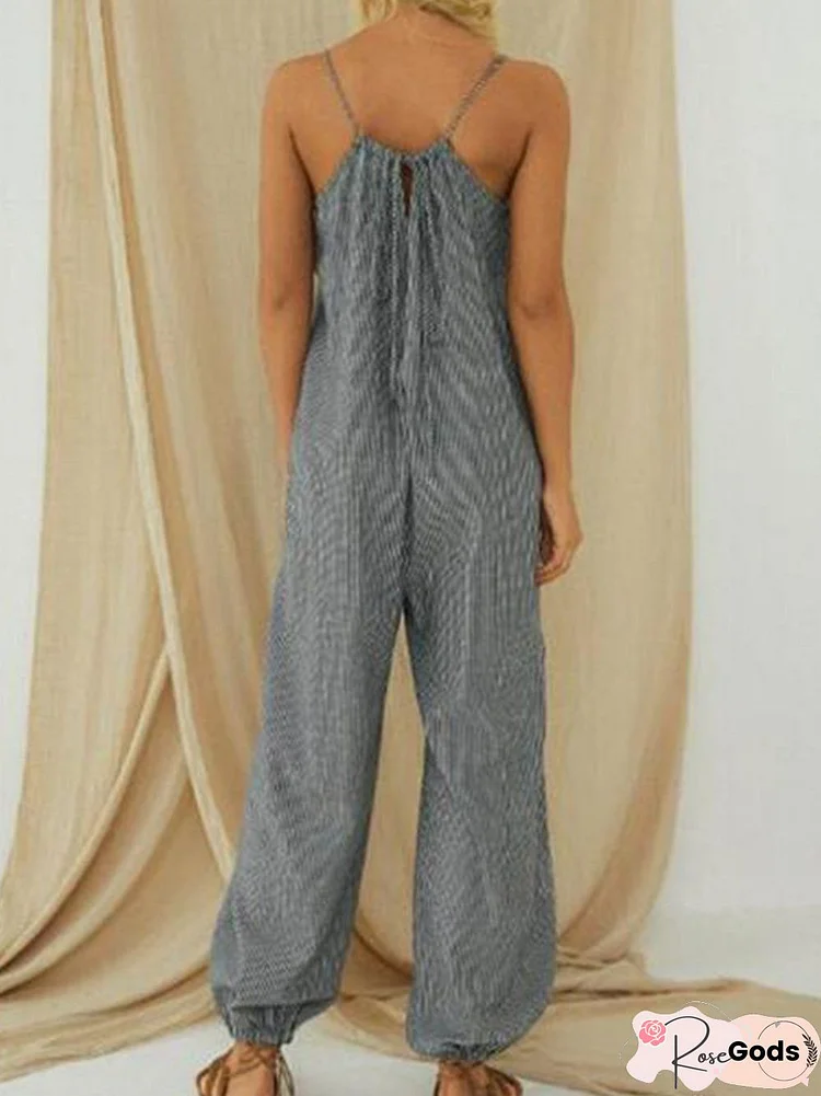 Women Summer Soft Striped Jumpsuits