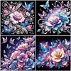 Papillon rose de nuit-peinture spéciale partielle au diamant-30*30cm
