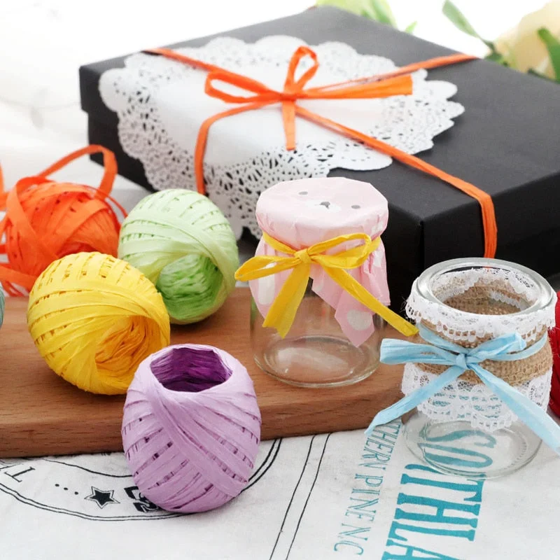 1 Roll 20 Meters CAKE COOKIE raffia ribbon paper rope palm packaging rope decorations baking box packing party candy gifts