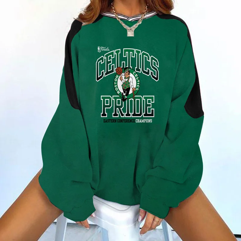 Women's Support  Boston Celtics Basketball Print Sweatshirt