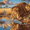 Savannah Lion 5D DIY Full Square Drill Diamond Painting Kits for Adults Beginners Home Decor Diamonds Dots Gem Art Kits Diamonds Paintings Gem Art 17.72x17.72inch