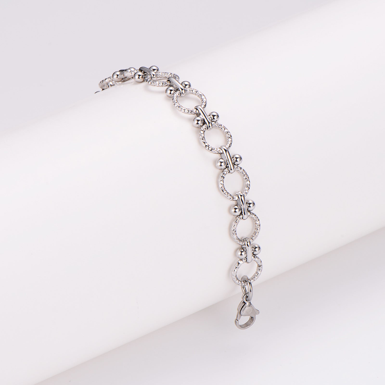 Aml Punk Stainless Steel O-Dot Handmade Chain Bracelet Men