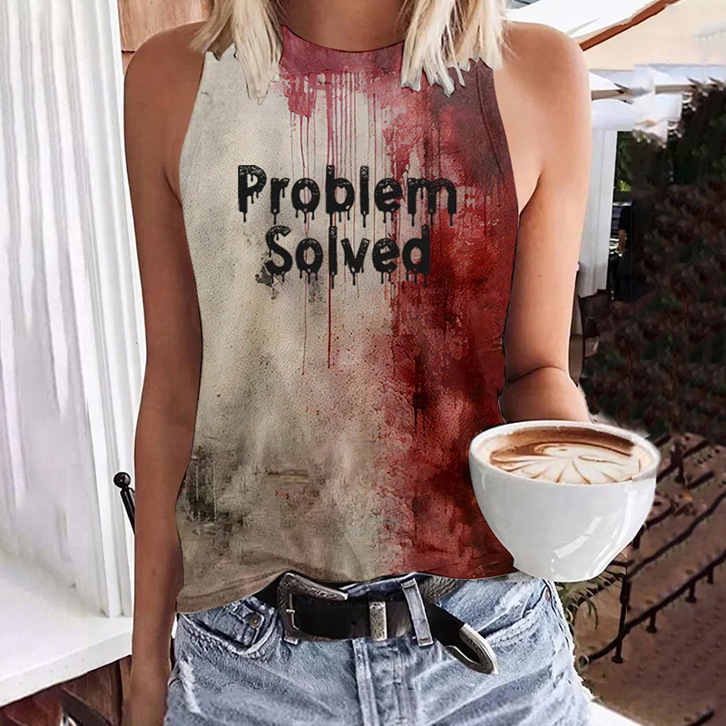Women's Bloody Problem Solved Halloween Print Vest wearshes