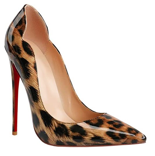 Red Bottom Women's Party Wedding Heels Leopard Patent Pumps-MERUMOTE