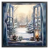 Snow Scene Outside The Window - 11CT Stamped Cross Stitch - 50*50cm