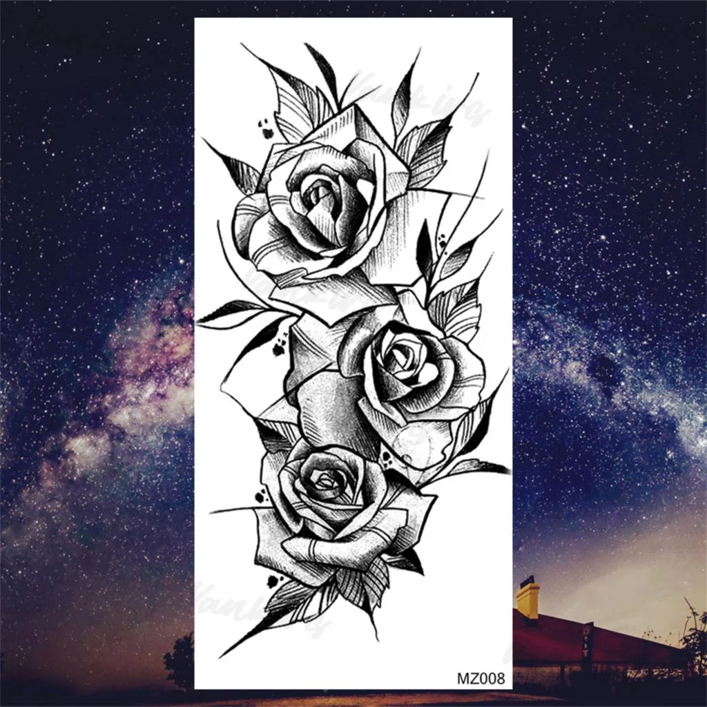 Sdrawing Peony Butterfly Temporary Butterfly Tattoos For Women Girls Realistic Snake Sun Fake Tattoo Sticker Leg Body Tatoos