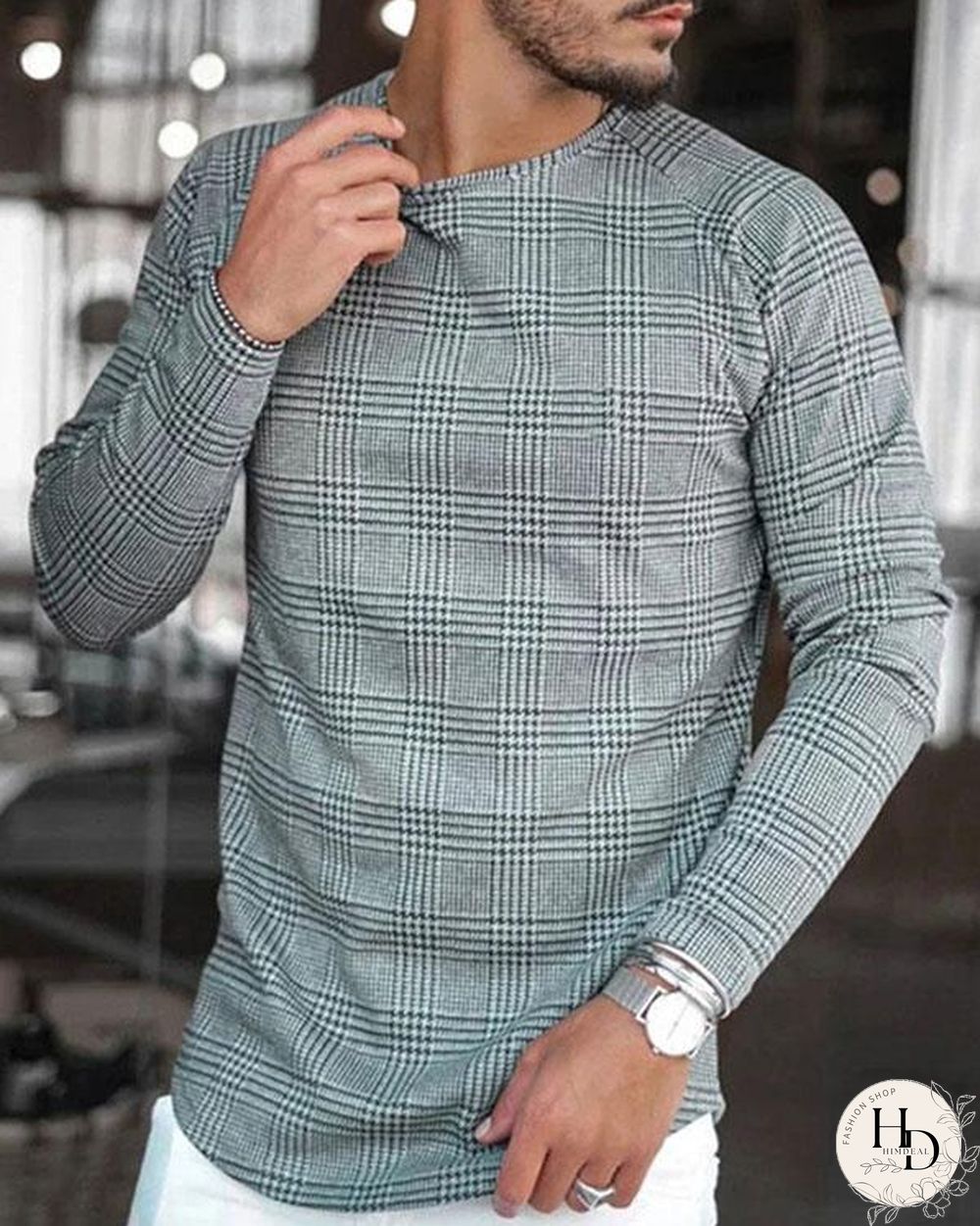 Men Basic Casual Round Neck Long Sleeve Print T-shirt
