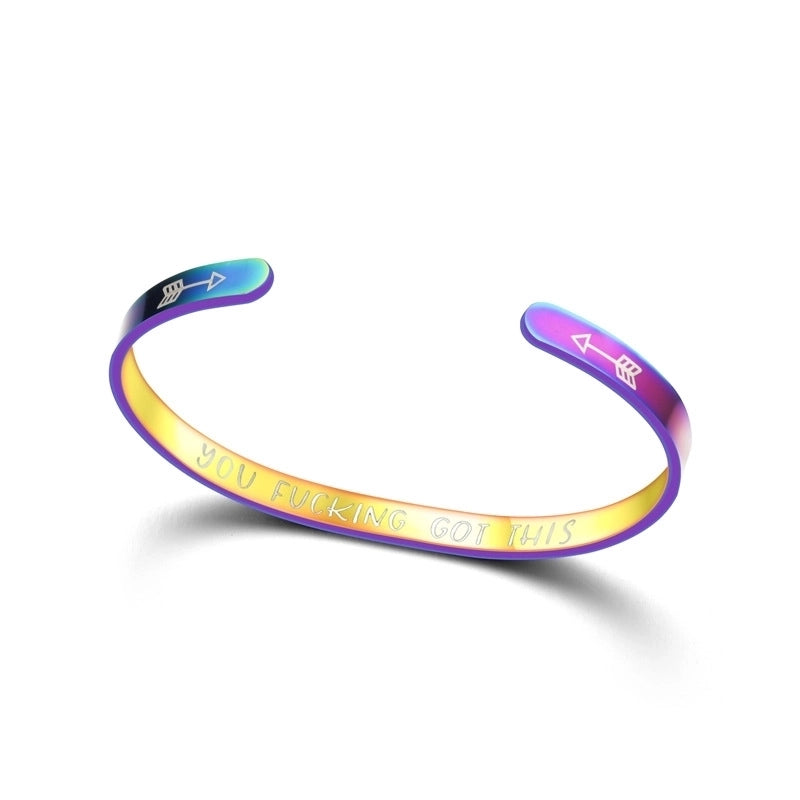 Fashion C Shape Letter Stainless Steel 18K Gold Plated Bangle In Bulk