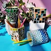 Glass Mosaic Art DIY Kit With Wood Pen Holder Square Crystal Mosaic Supplies Art Kit 