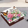 Schmetterlinge und Blumen Holz-DIY, 5D Diamant-Malerei-Notizbox f&uuml;r B&uuml;rohause