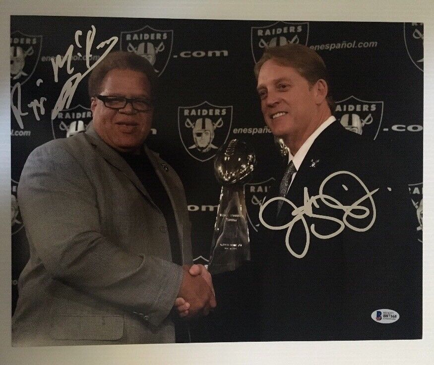 JACK DEL RIO REGGIE MCKENZIE Signed 11x14 Photo Poster painting Oakland Raiders BECKETT COA 1