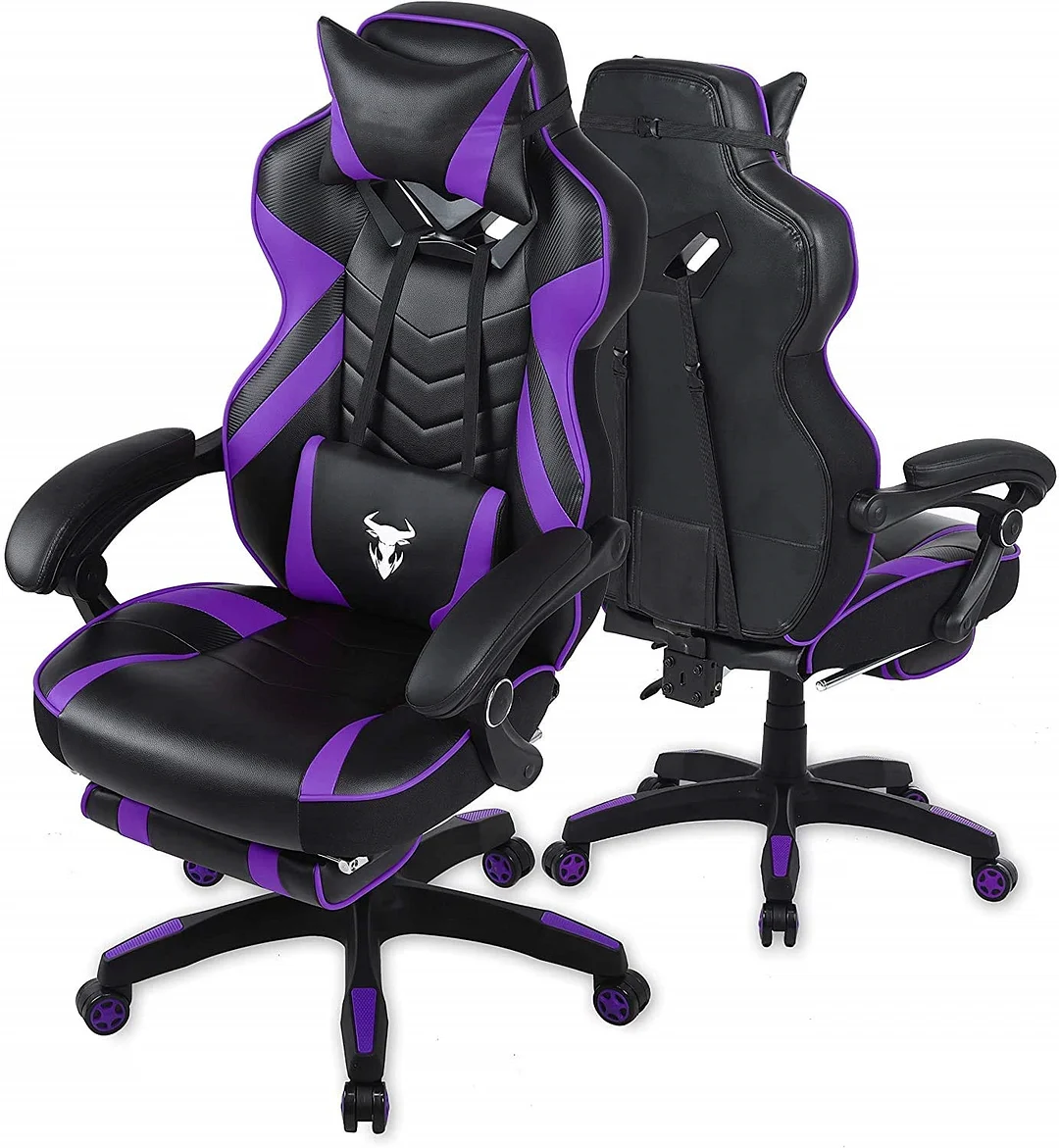 Racing Style Reclining High Back Computer Chair with Footstool