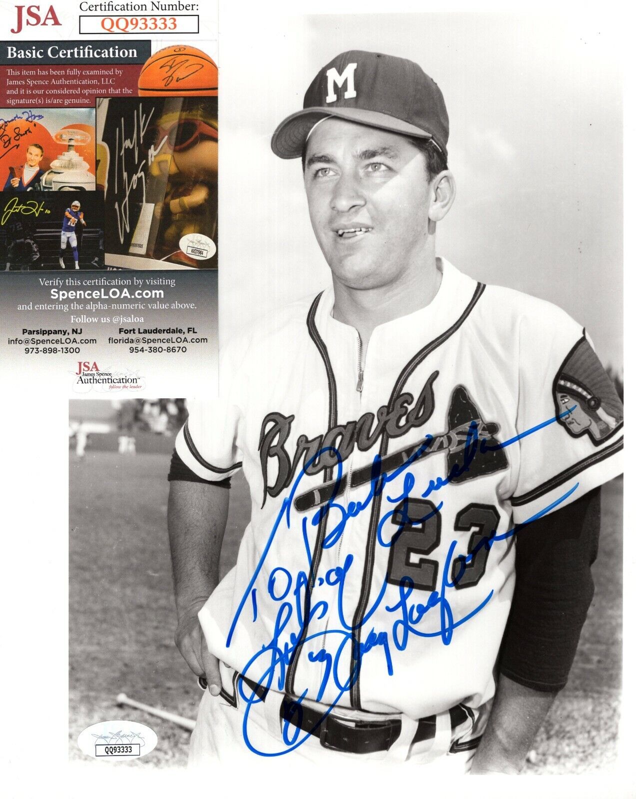 Johnny Logan Baseball Player Hand Signed Autograph 8x10 Photo Poster painting