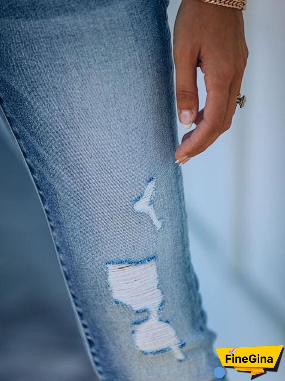 Bibbed Slim-Fit Stretchy Casual Jeans