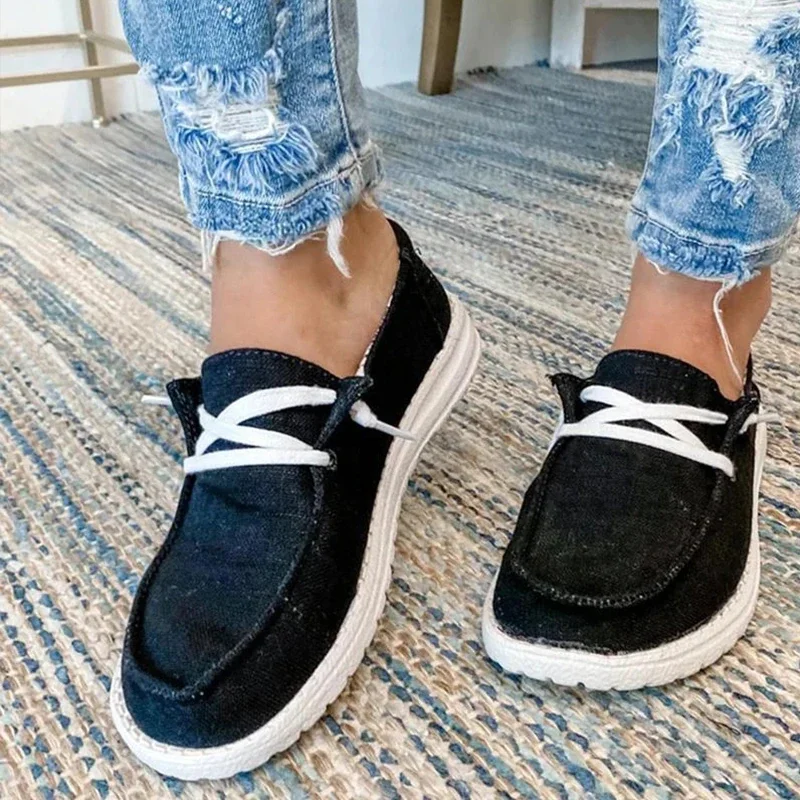 Woherb 2021 Women Flats Summer Casual Shoes Female Breathable Slip on Loafers Canvas Sneakers Fashion Mocassin Femme Plus Size