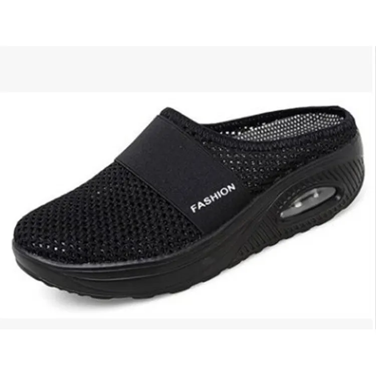 Breakj Breakj Small Net Hole Slippers Women No Heel Half-Slippers Thick-Bottom Slippers Women Net Side Half Slippers Women