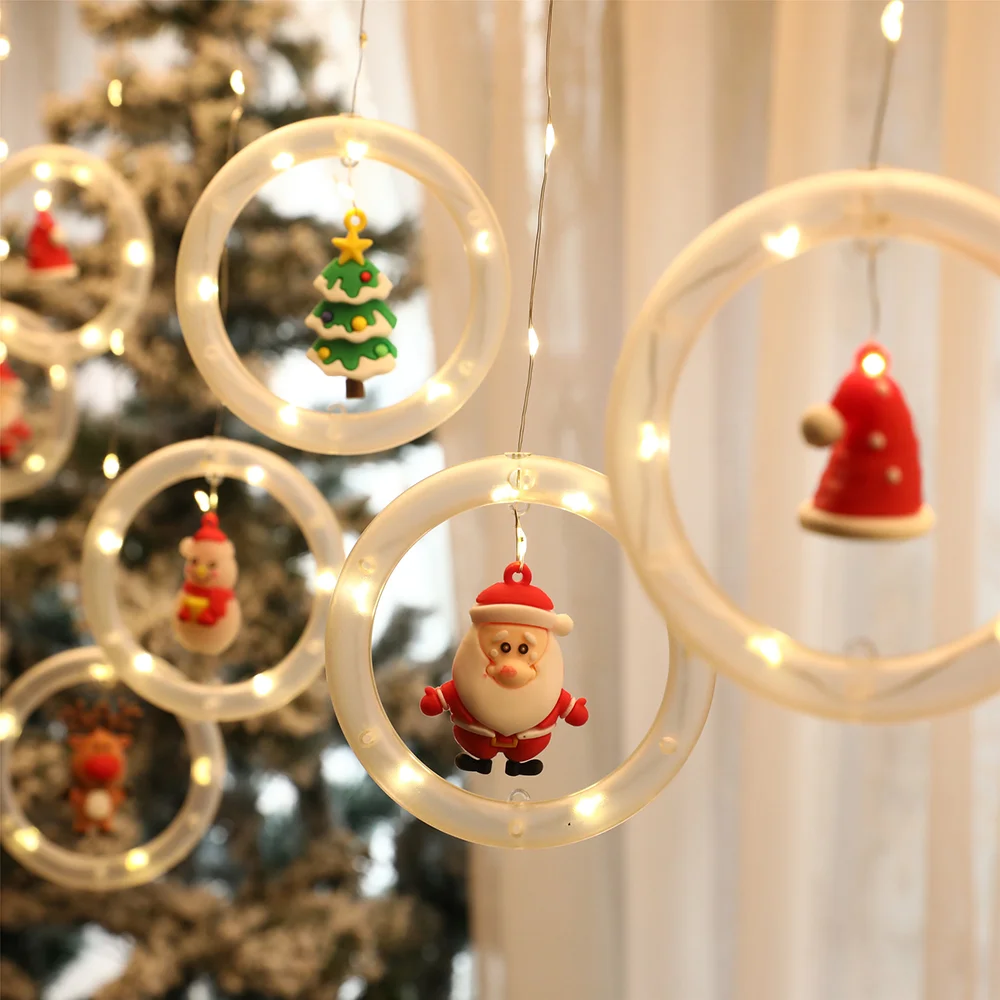 Christmas new ring doll ball LED light string decoration pendant