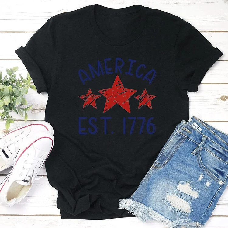 Floral Print Star T-shirt Tee-Annaletters