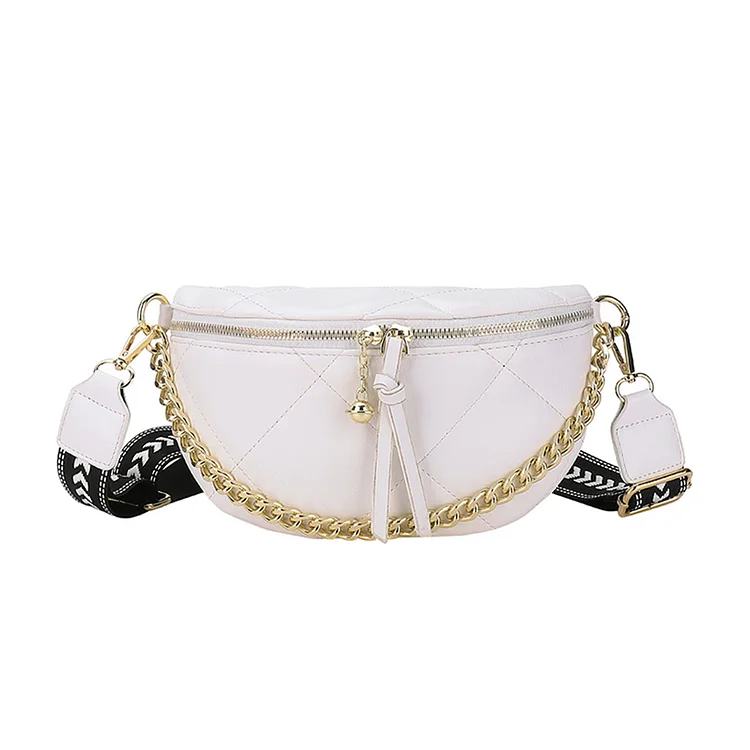 Chain Chest Bag Casual Women Crossbody Bag Simple Woven Strap for Travel Sports-Annaletters