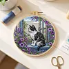 Window Cat-DIY Embroidery Kit with Pattern Cotton Threads Needles Hoop 30*30cm