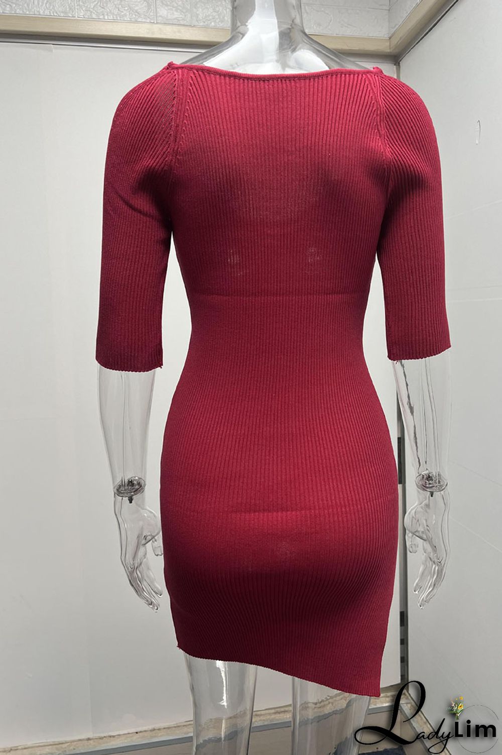 Grey Sexy Solid Patchwork U Neck Pencil Skirt Dresses