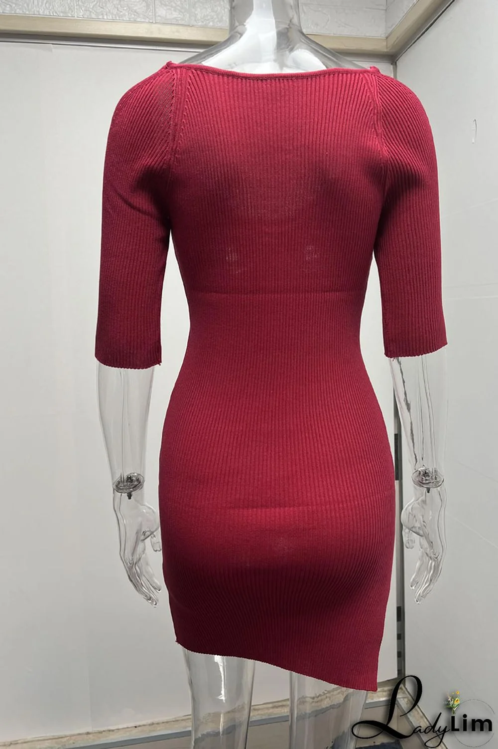 Grey Sexy Solid Patchwork U Neck Pencil Skirt Dresses