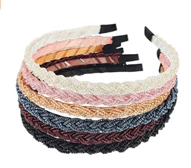 Women’s Fashion Solid Color Plastic Beaded Hair Band