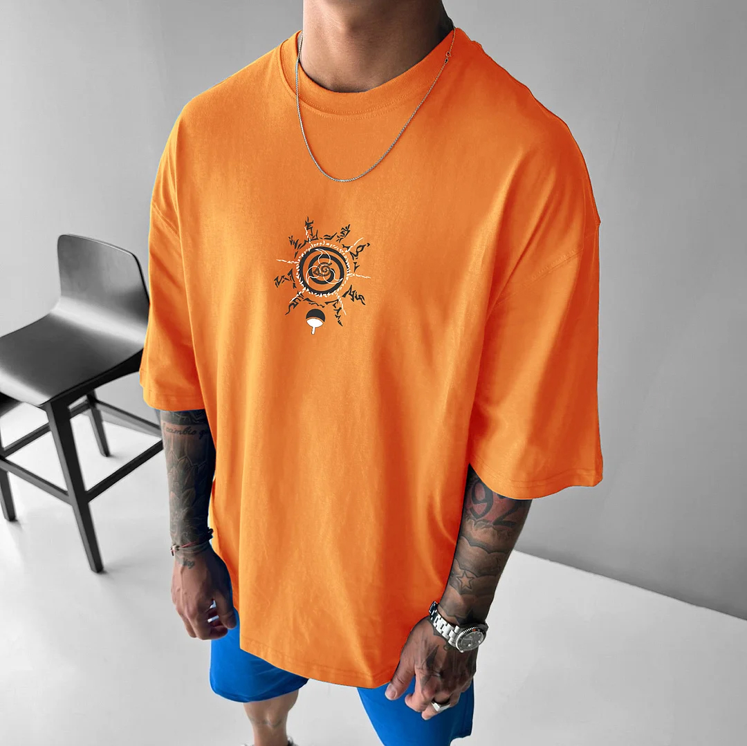 Unisex Casual Anime Konoha Symbol Print T-Shirt