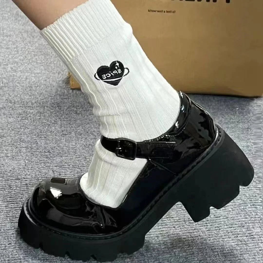 Breakj Breakj Heel Thick Sole Shoes Small Leather Shoes Women Fashion High Heel Lolita Shoes 2025 New JK Shoes Retro Mary Treasure Shoes