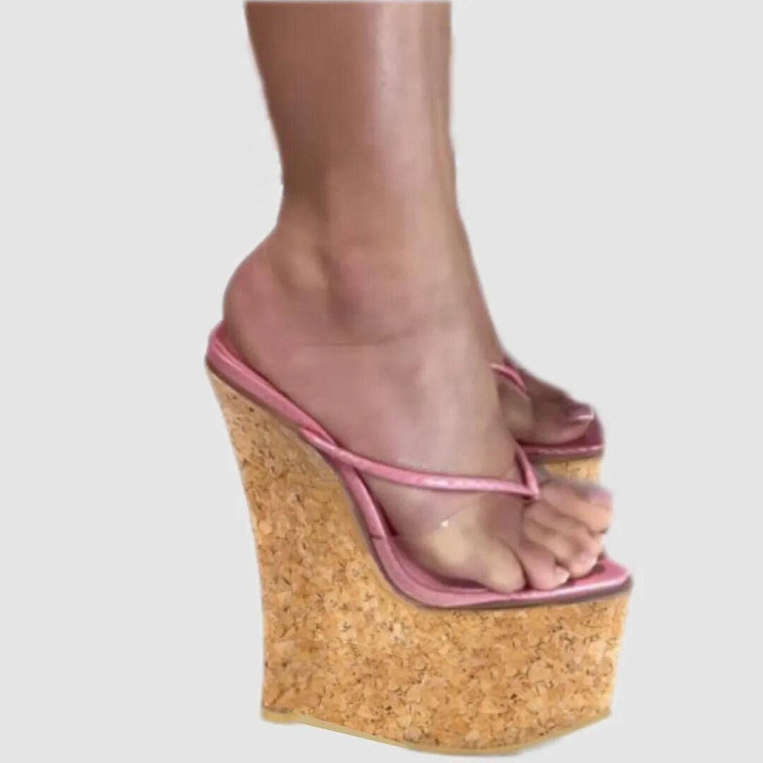 TAAFO Women's High Heelslippers 19cm Slope Heeled Sandals Women's Shoes Platform Shoes