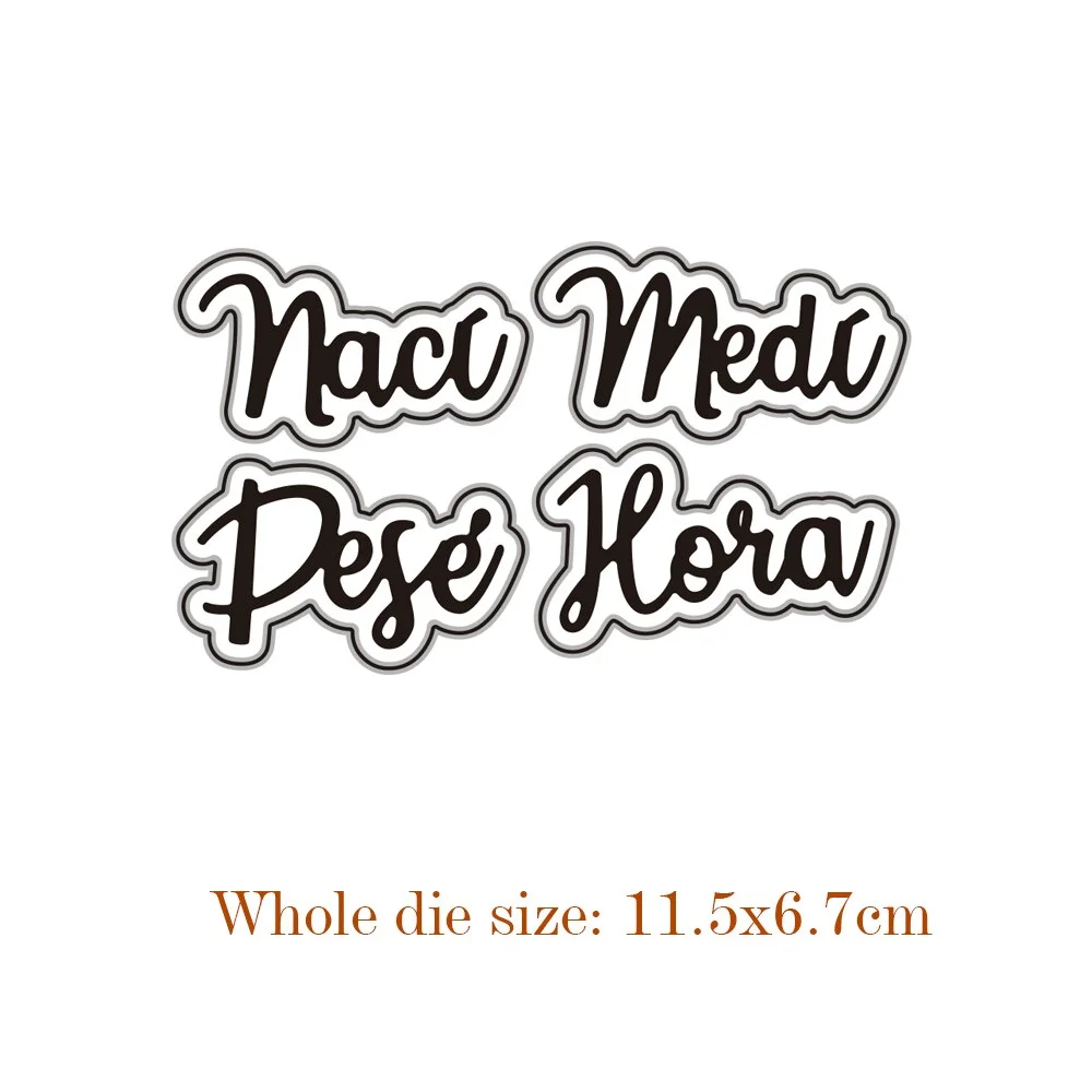 Spainish Words Combination Die Cuts Scrapbooking Stencil Template for DIY Embossing Paper Photo Album Gift Cards Making Dies