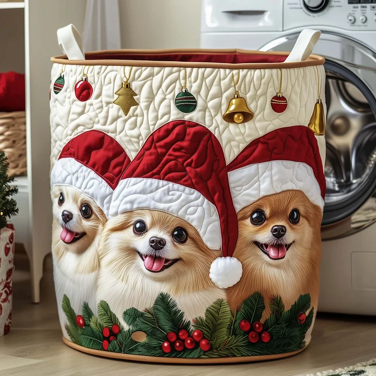 Merry Pom Quilted Laundry Basket GFTOTG1421