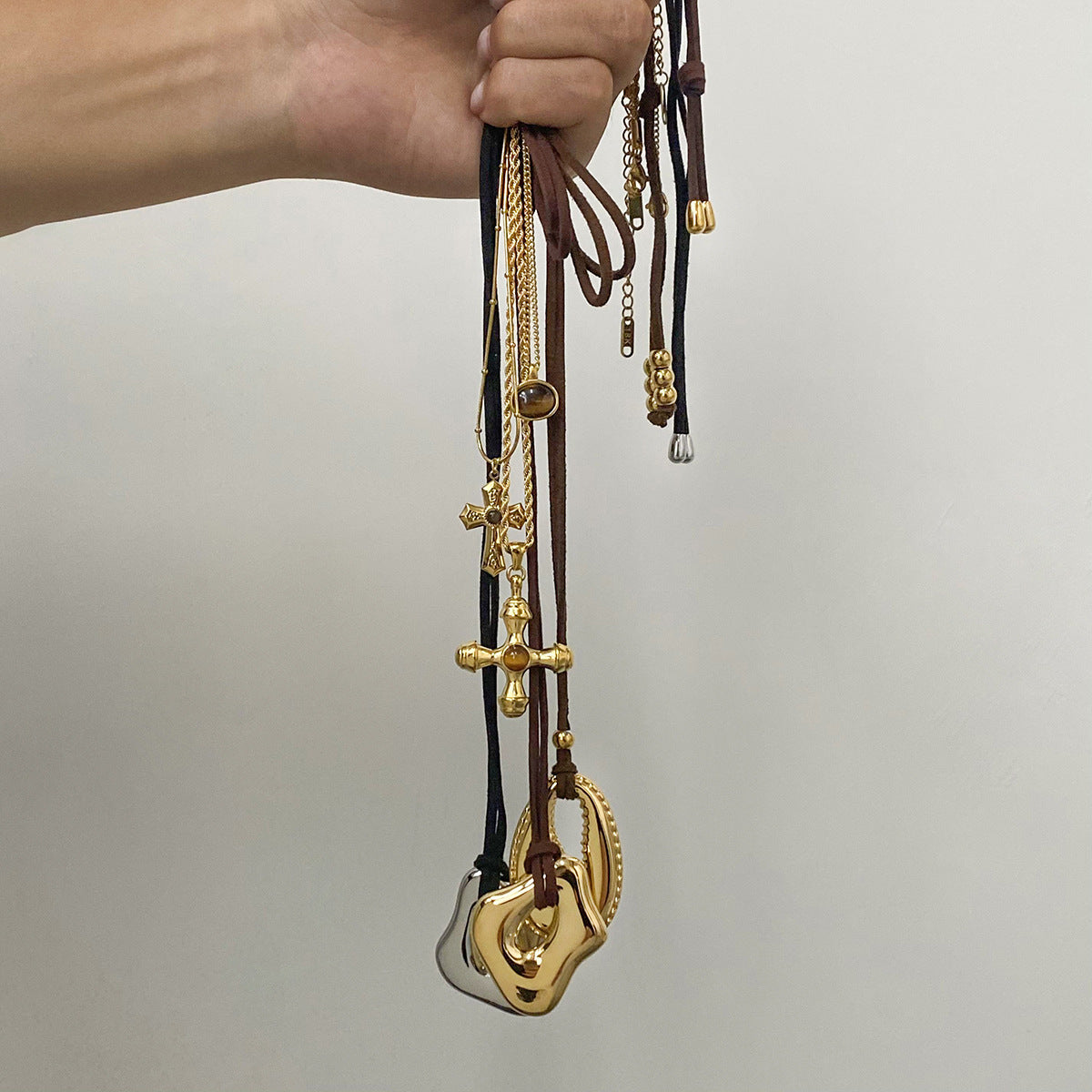 Cross Geometric Stainless Steel Electroplating Necklaces