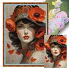 Poppy Woman-11CT Stamped Cross Stitch 40*60cm/15.75*23.62in(Big Size)