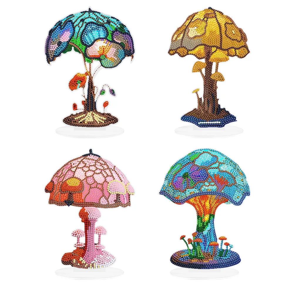 4 PCS Diamond Art Table Decor Mushroom with Lights (Mushroom #3)