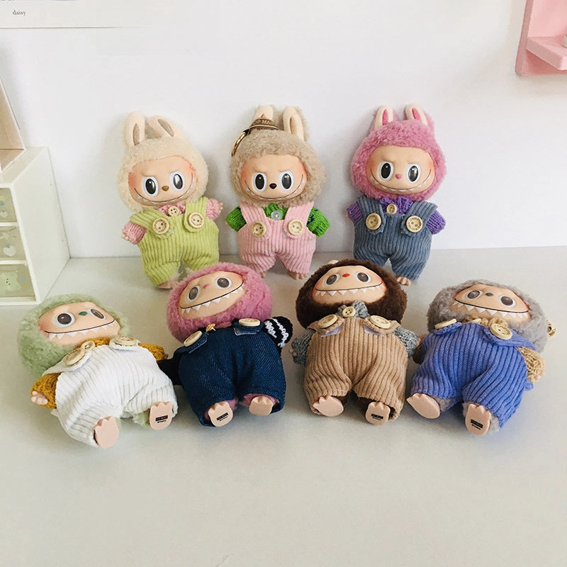 17cm Vinyl Plush Doll Clothes Pull Cloth Pendant T-shirt Button Suspender Pants Clothing Accessories Blind Box Doll Clothes