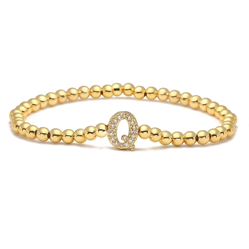 Vintage Style Minimalist Classic Style Letter Copper Zircon 18K Gold Plated Inlay Bracelets