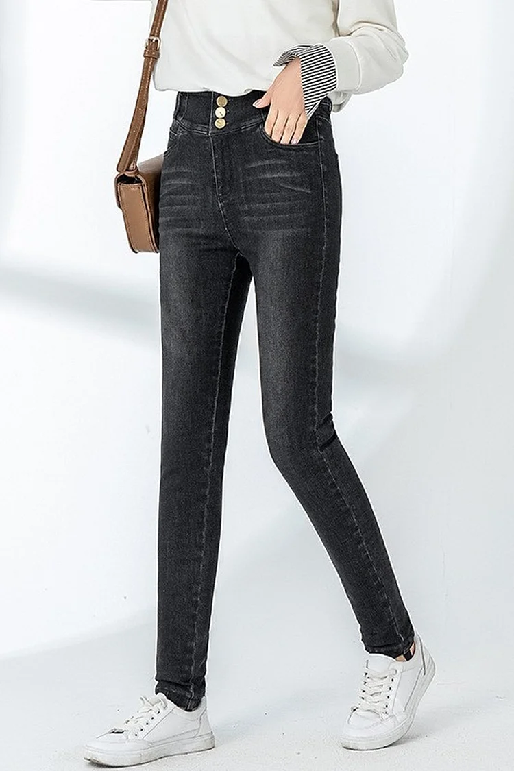 High Rise Skinny Jeans for Women Stretch Denim with Pockets
