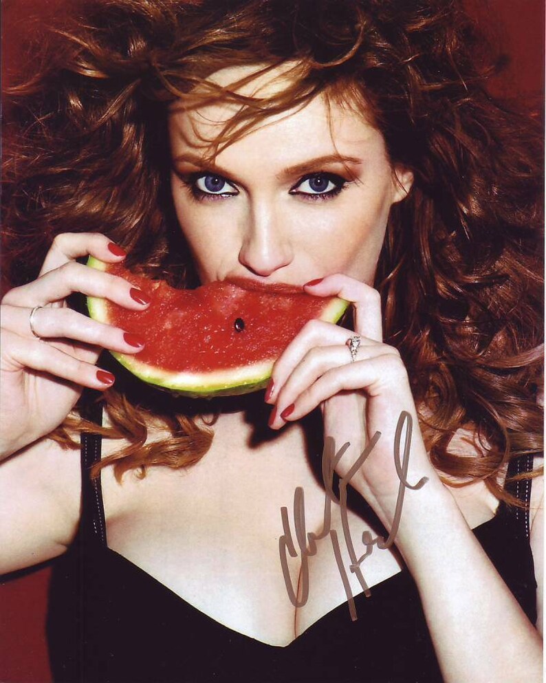 Christina hendricks signed autographed watermelon 8x10 Photo Poster painting